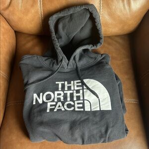 The North Face Charcoal Hoodie with White Logo